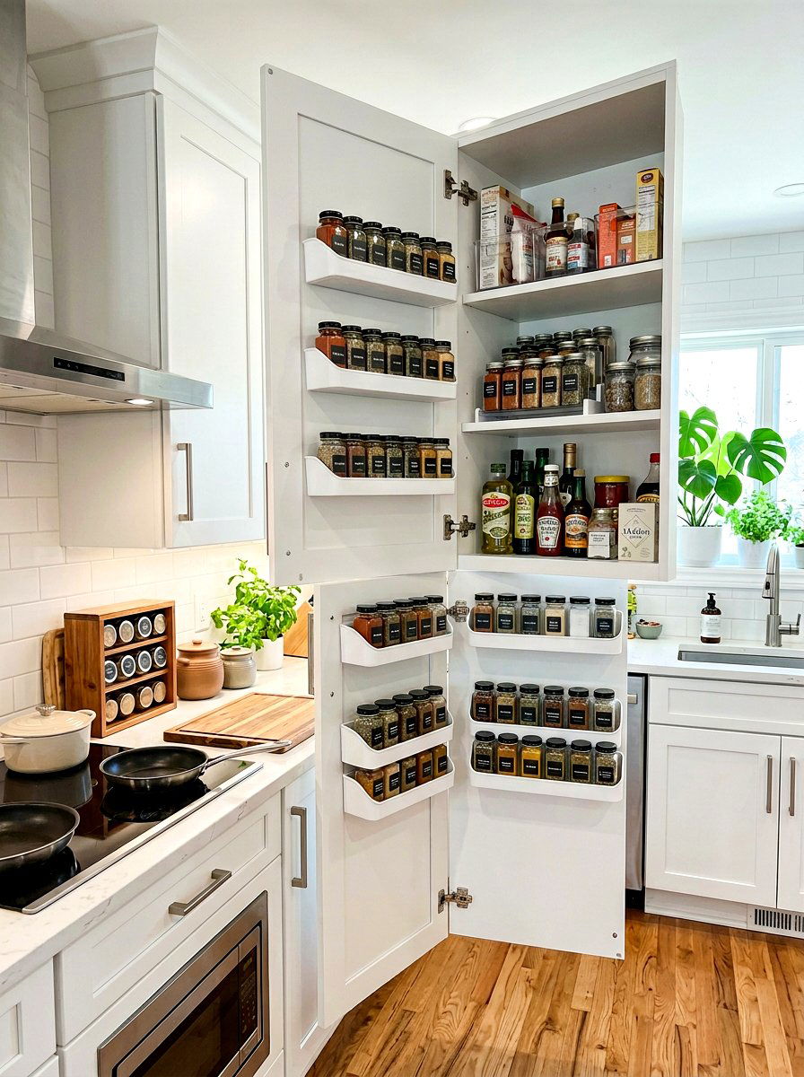 Cabinet door bins - 30 small apartment storage ideas