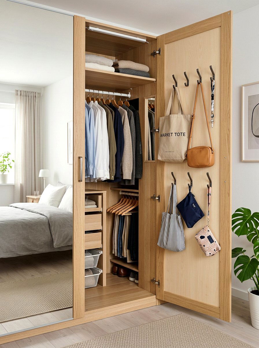 Cabinet door hook - 30 handbag storage ideas