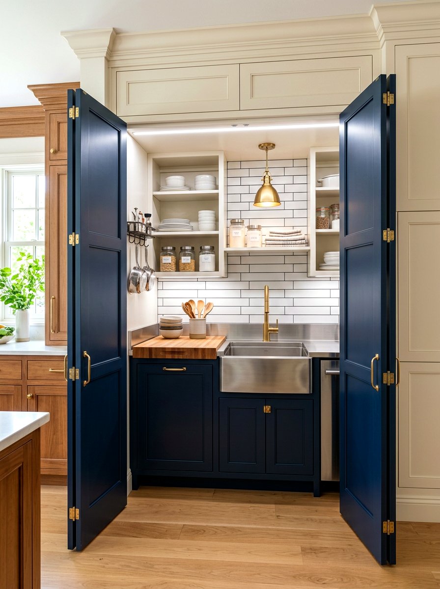 Cabinet door scullery - 30 hidden prep kitchen ideas