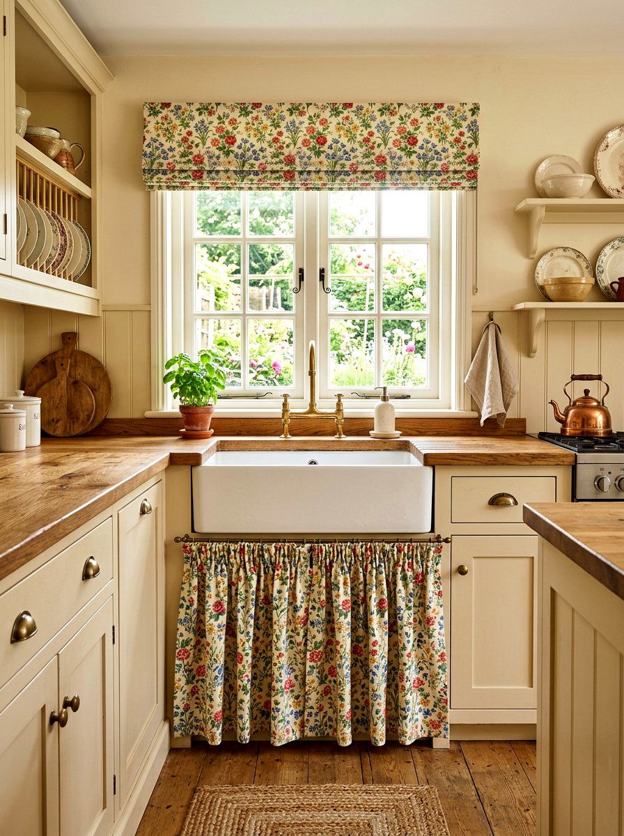 Cabinet sink curtains - 30 kitchen curtain sink ideas