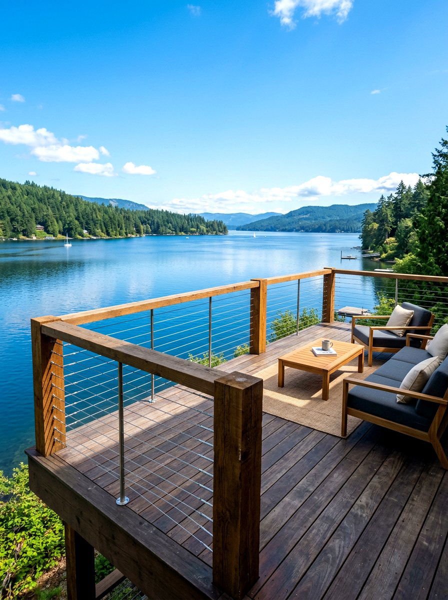 Cable Railing Wood Deck - 30 rustic deck ideas