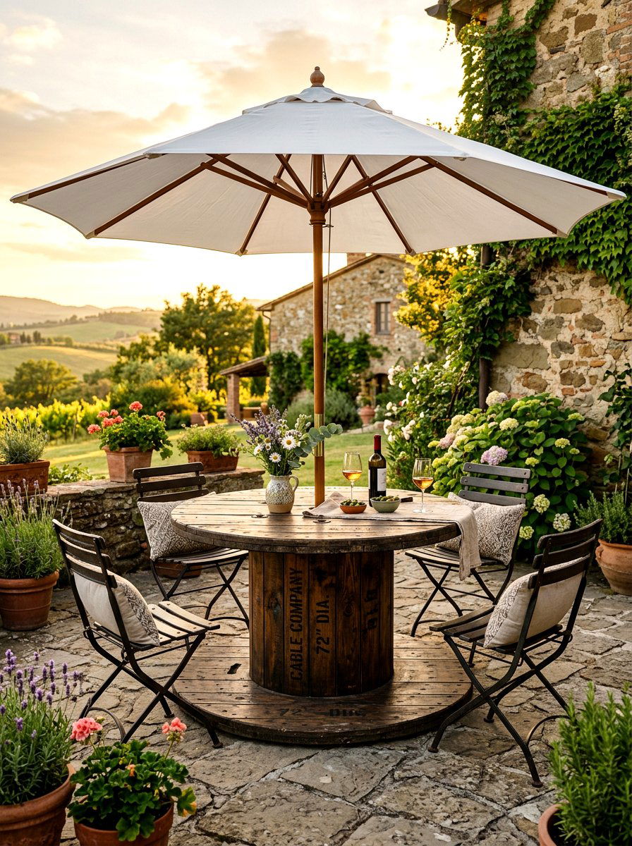 Cable Spool Table - 30 budget outdoor furniture ideas