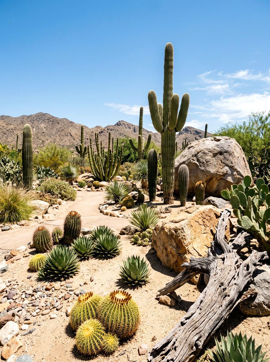 Cacti Desert Landscape - 30 bohemian backyard ideas