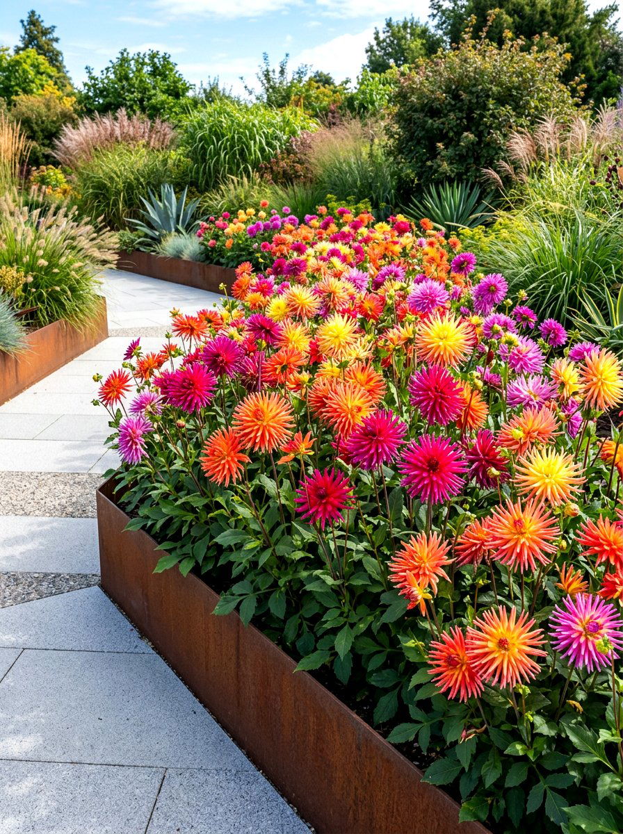 Cactus Dahlia Bed - 30 dahlia cutting patch ideas