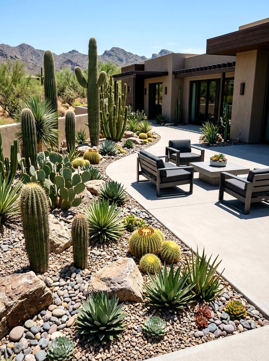 Cactus Garden Border - 30 sunset inspired patio ideas