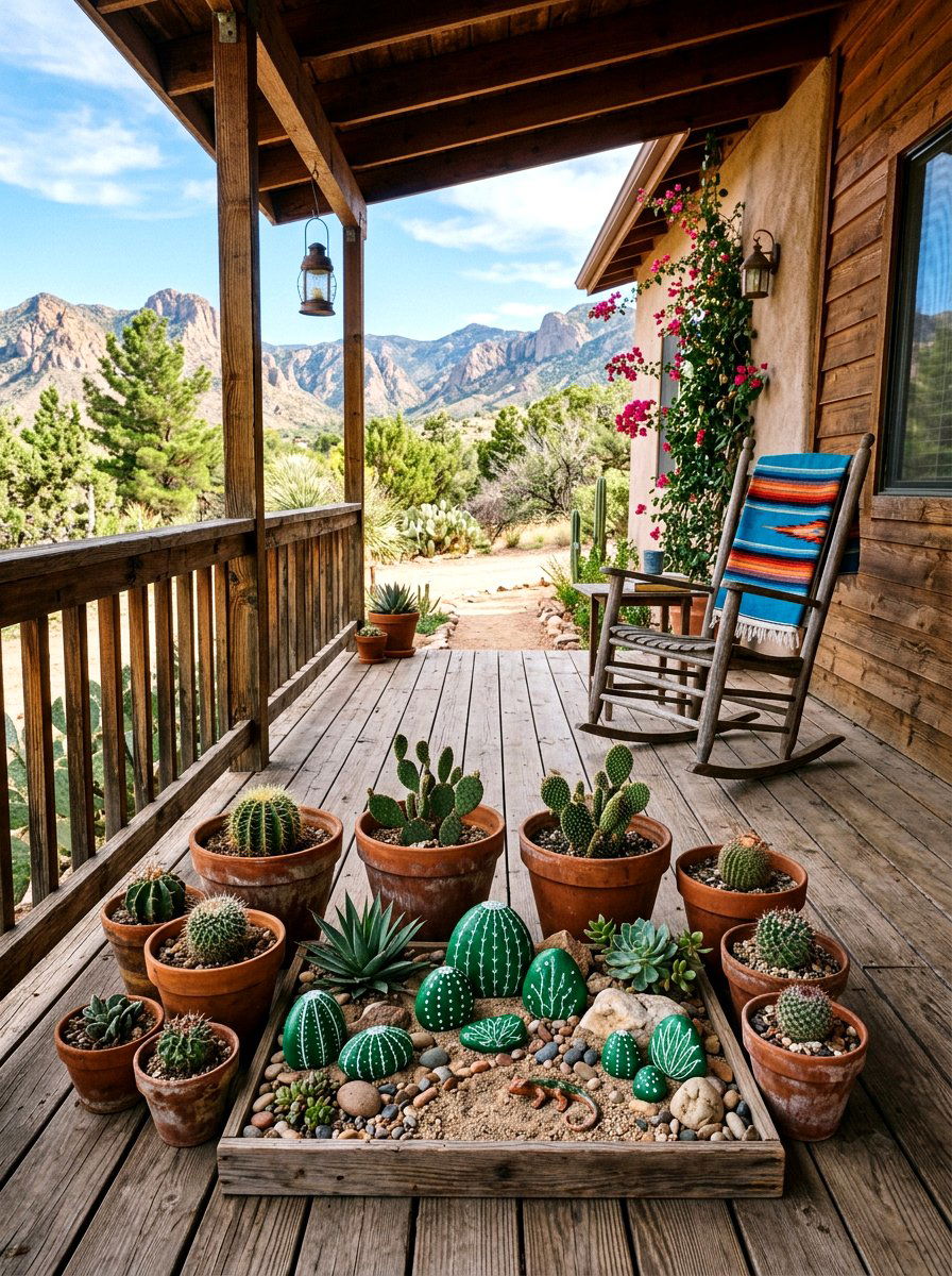Cactus Rock Garden - 30 painted rock ideas