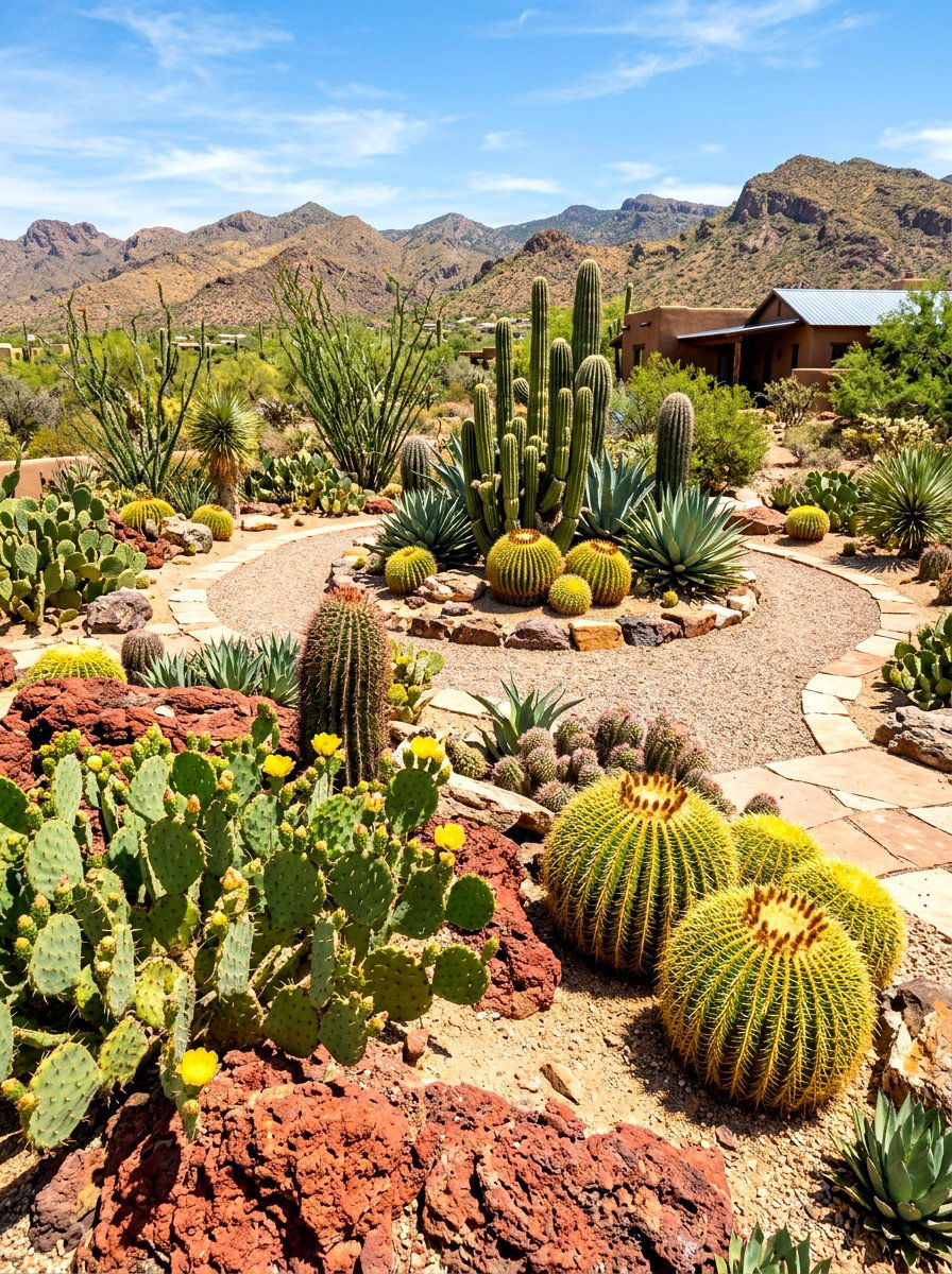 Cactus Rock Garden - 30 front yard rock garden ideas