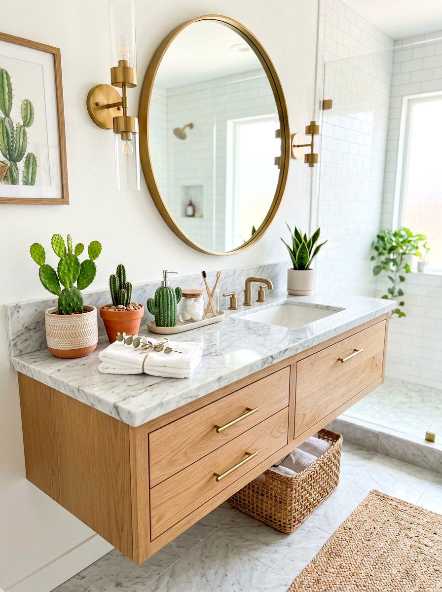 Cactus bathroom vanity decor - 30 cactus decor ideas