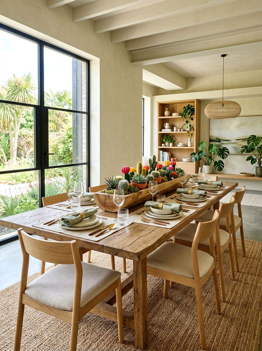 Cactus dining table centerpiece - 30 cactus decor ideas