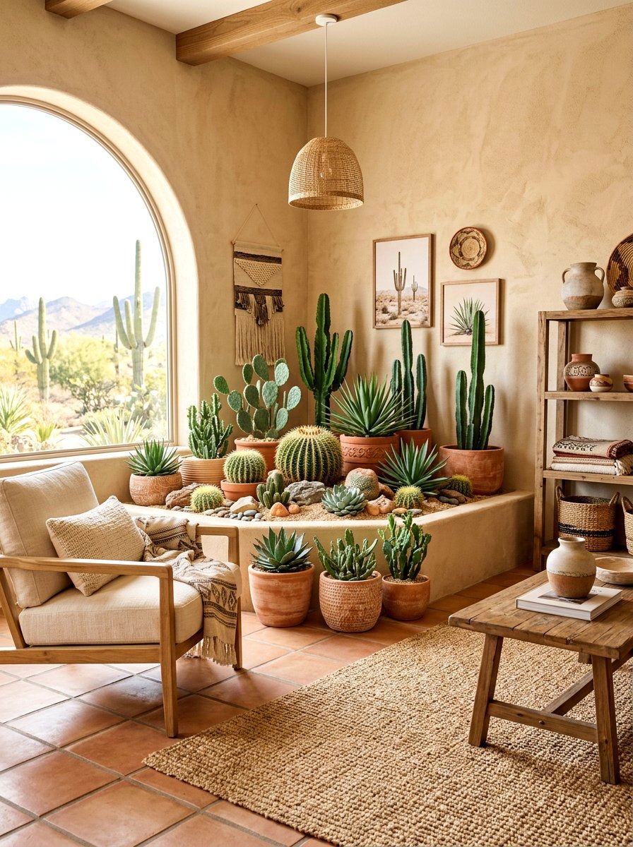 Cactus terracotta garden - 30 terracotta pot ideas