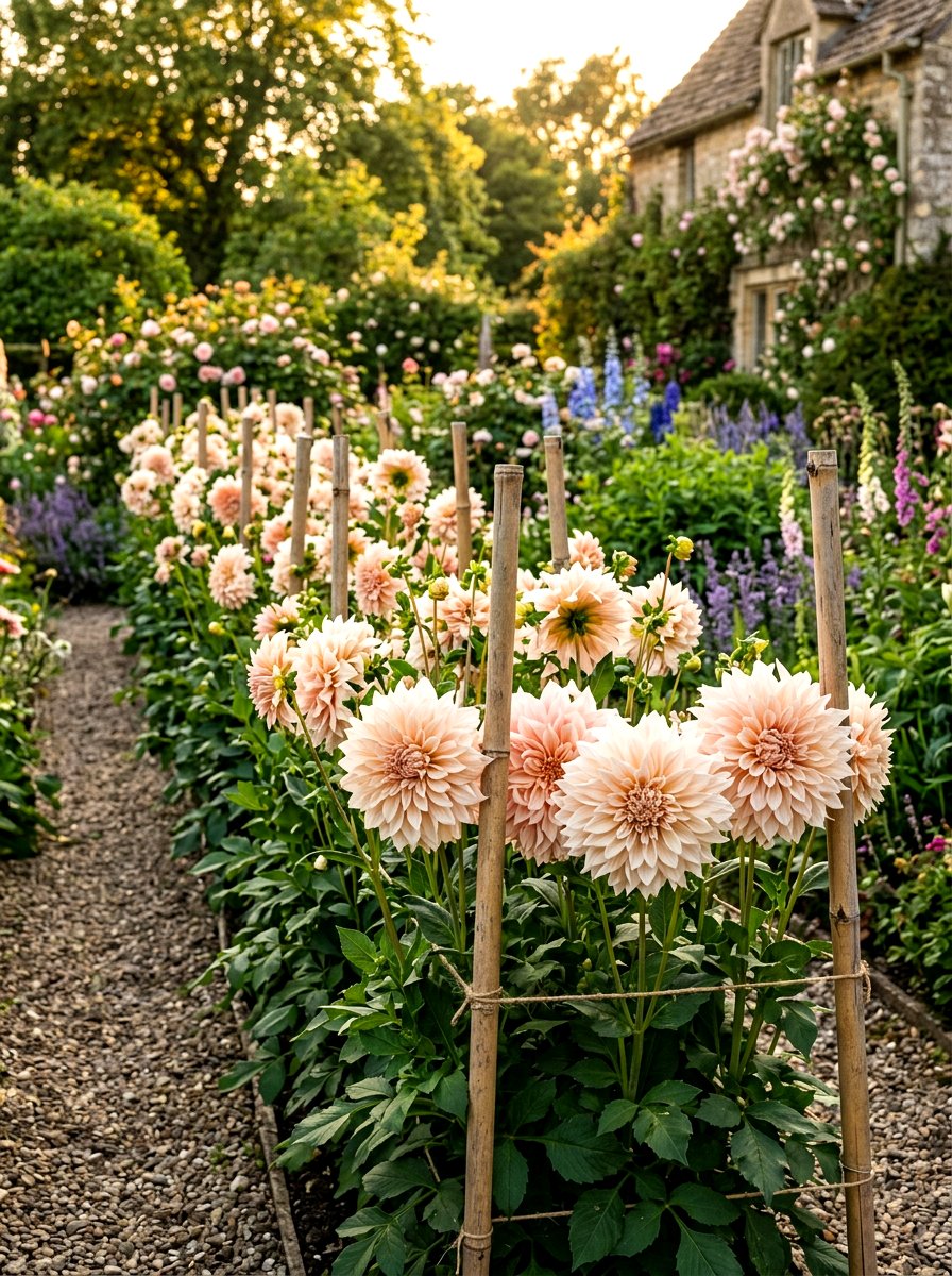 Cafe Au Lait Dahlia Row - 30 dahlia cutting patch ideas