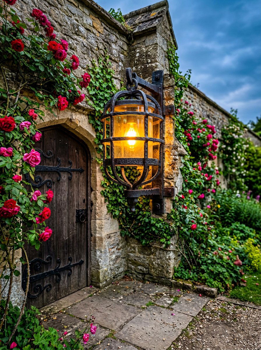 Caged Outdoor Sconce - 30 Tudor exterior lighting ideas