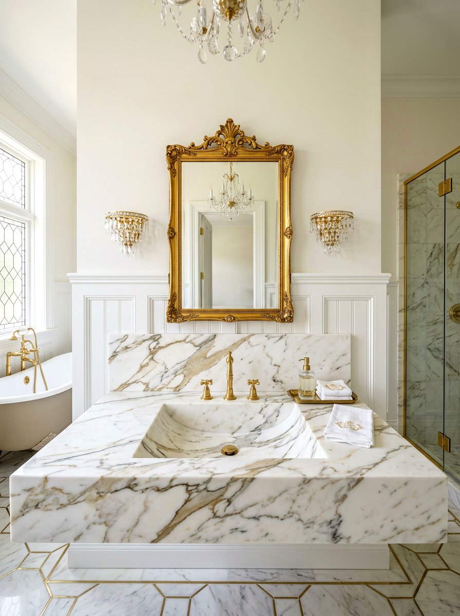 Calacatta Marble Sink - 30 integrated vanity sink ideas