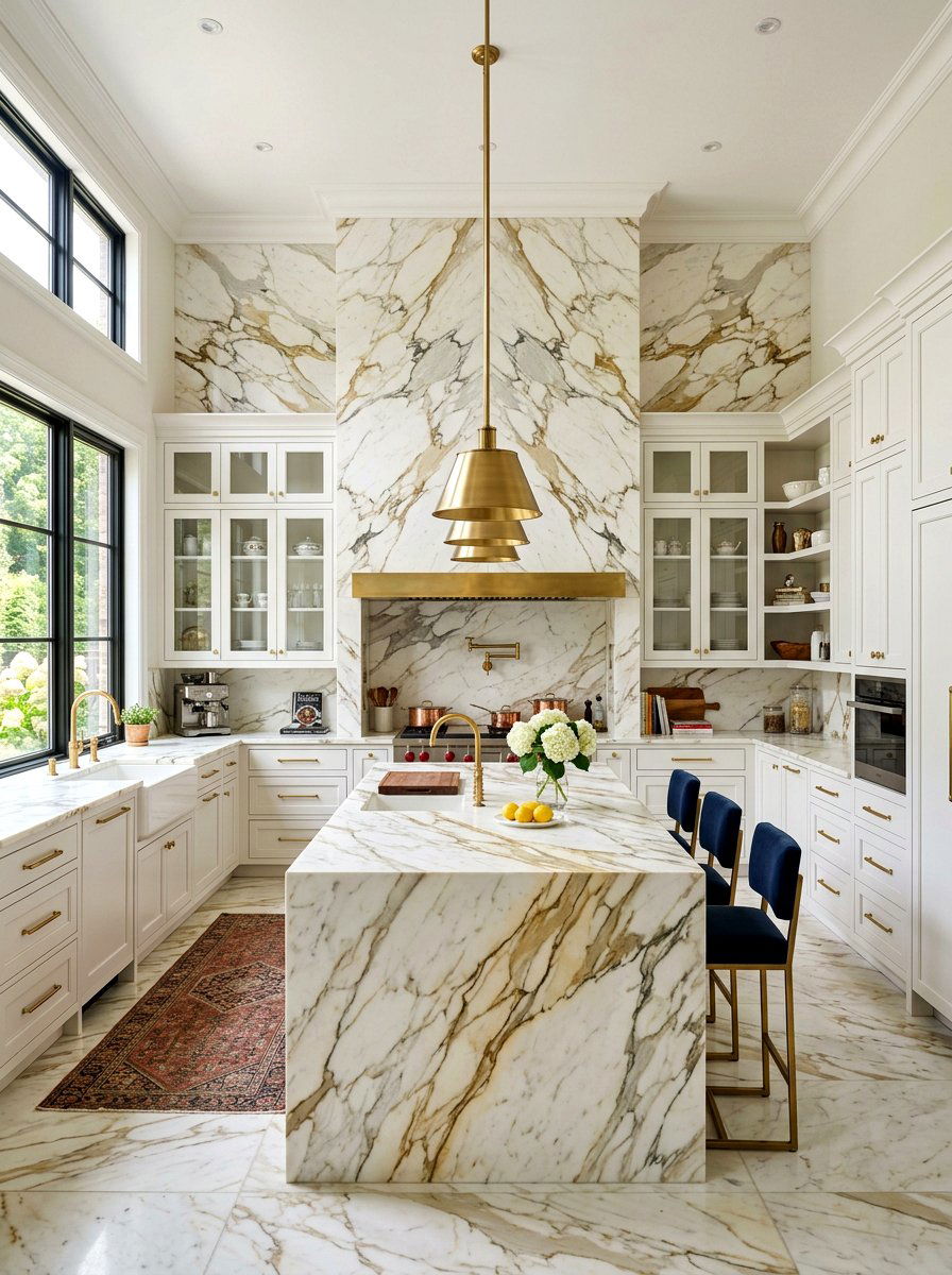 Calacatta marble kitchen - 30 full height backsplash ideas