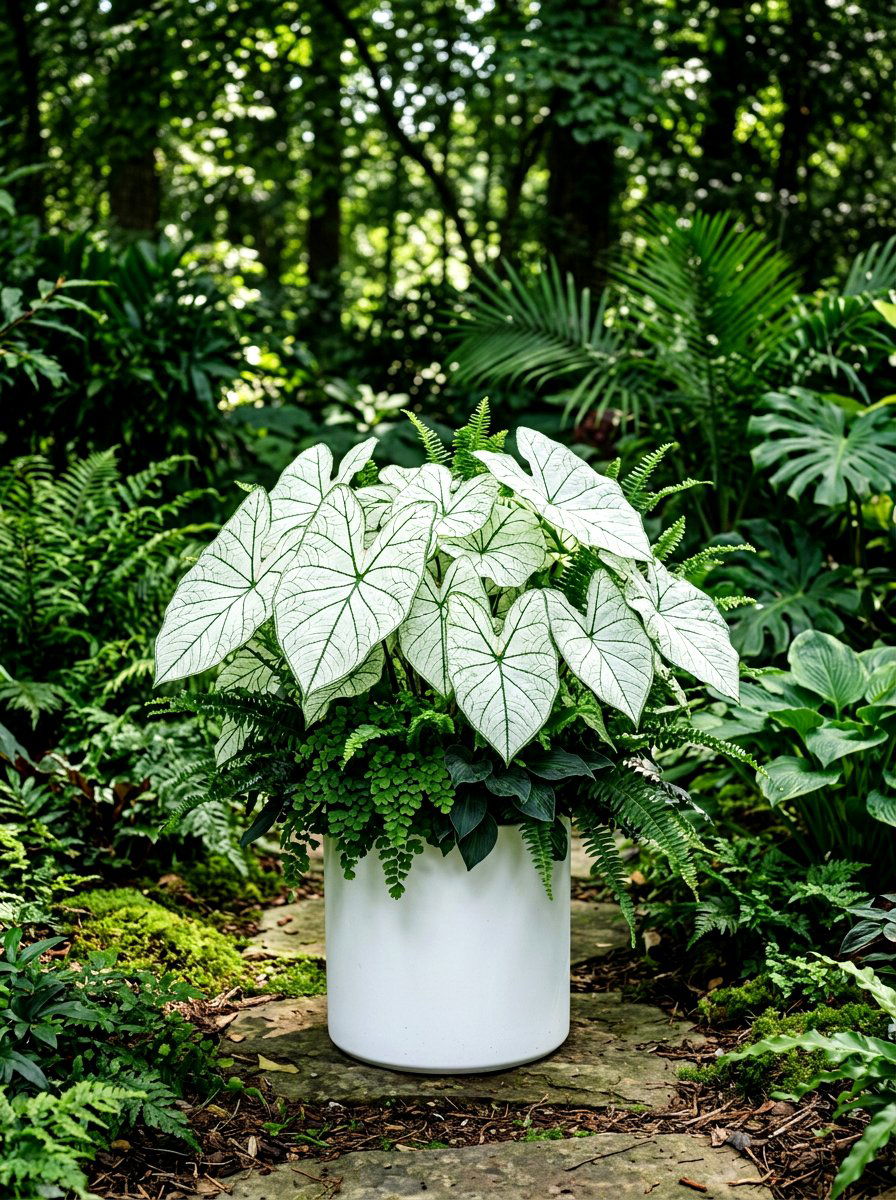Caladium Shade Arrangement - 30 shade container garden ideas