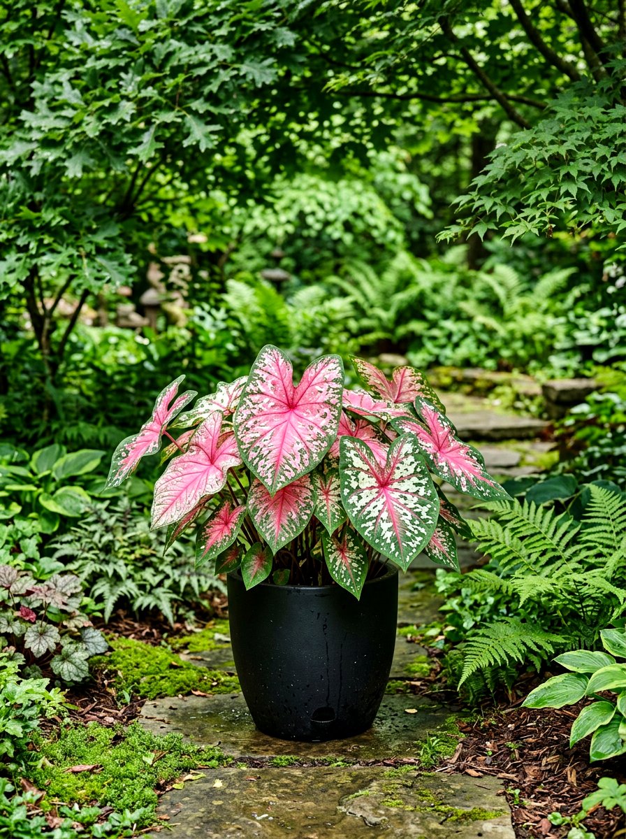 Caladium Shade Pot - 30 summer container garden ideas