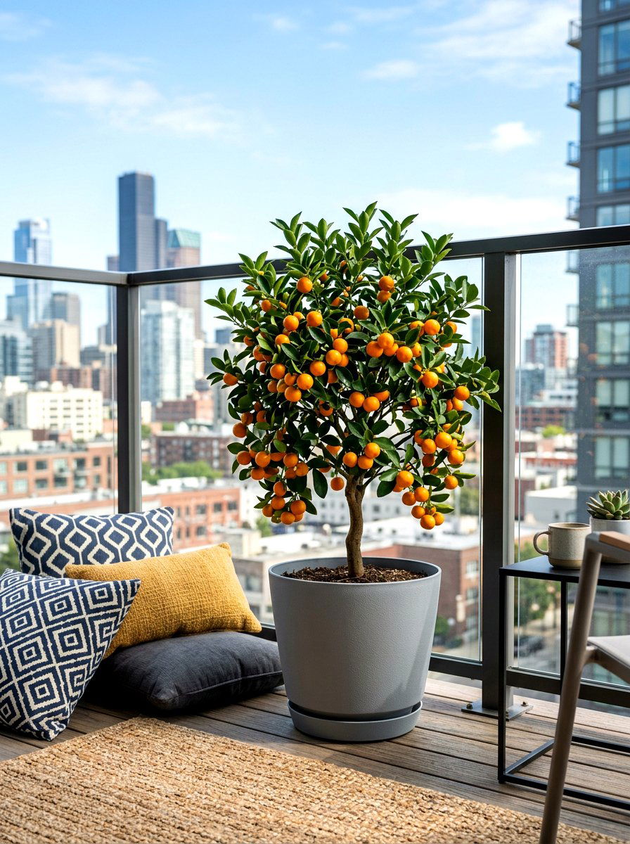 Calamondin Orange Tree Apartment Porch - 30 citrus patio tree ideas