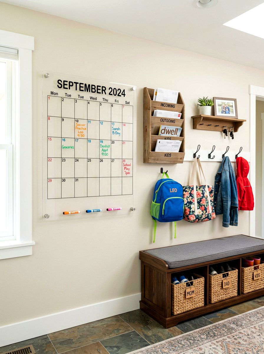 Calendar wall station - 30 paper clutter organization ideas