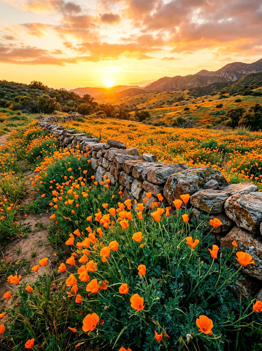 California poppy meadow - 30 annual flower border ideas
