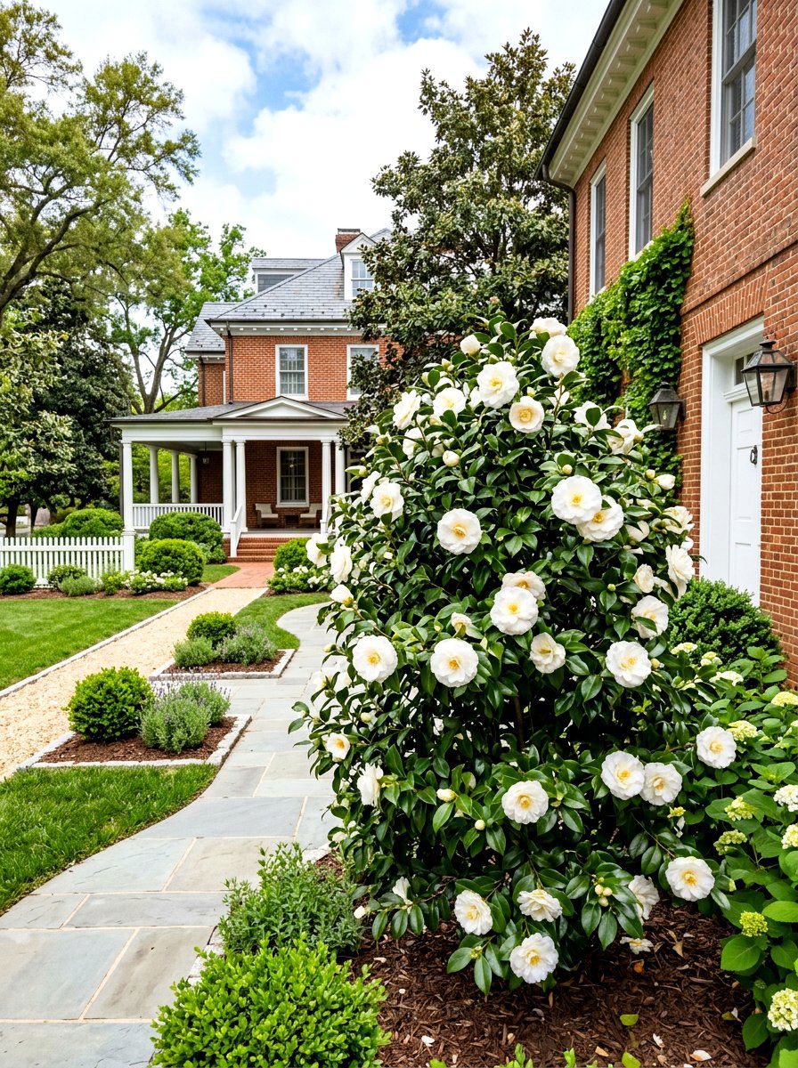 Camellia Bush - 30 front yard shrub ideas