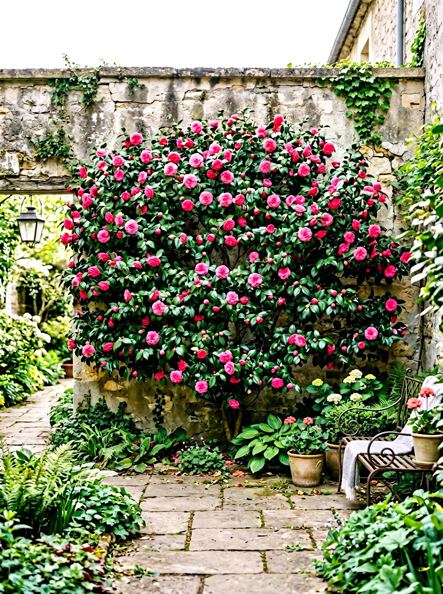 Camellia espalier - 30 espalier wall garden ideas