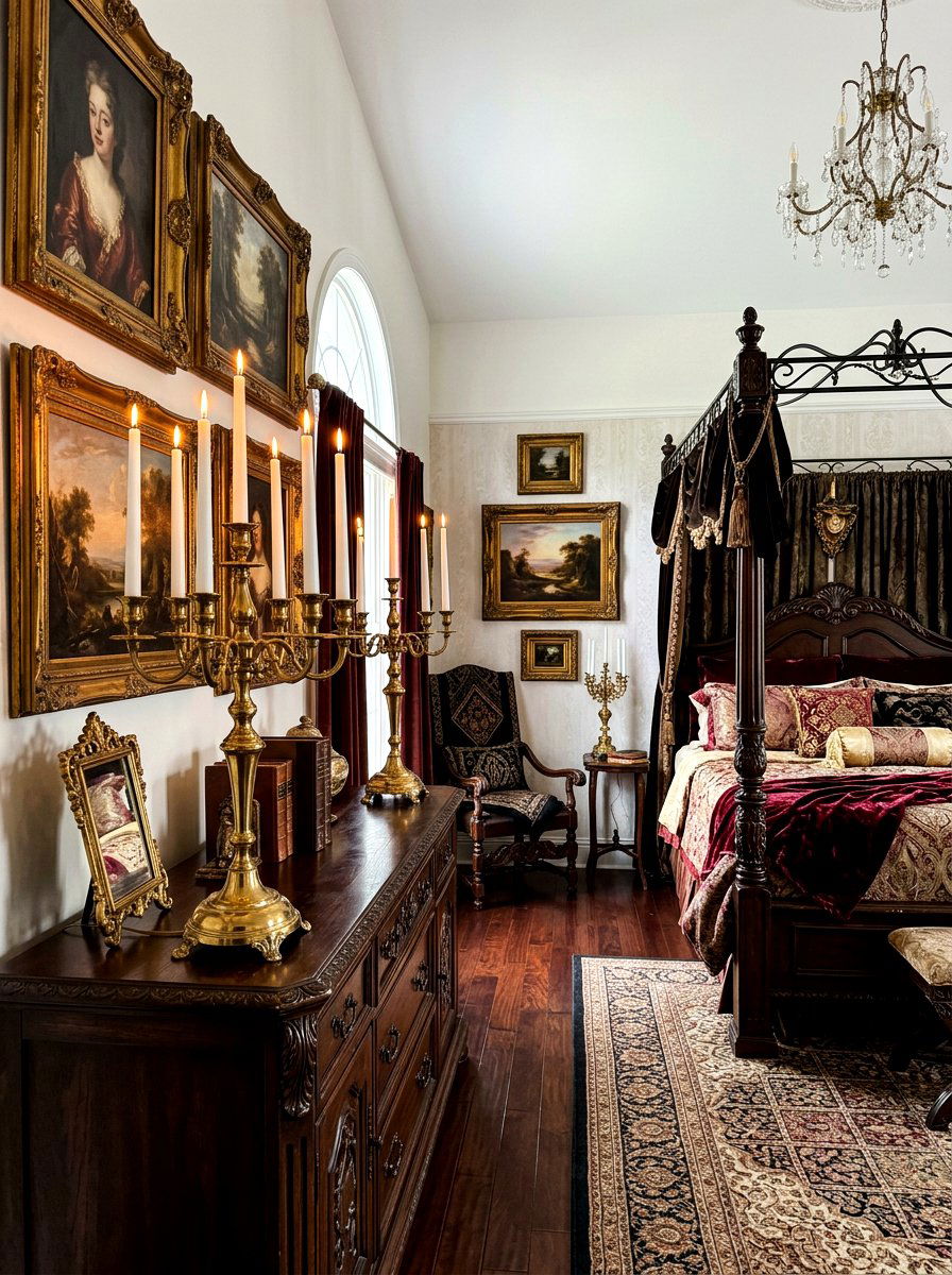 Candelabra Decor Style - 30 dark academia bedroom ideas