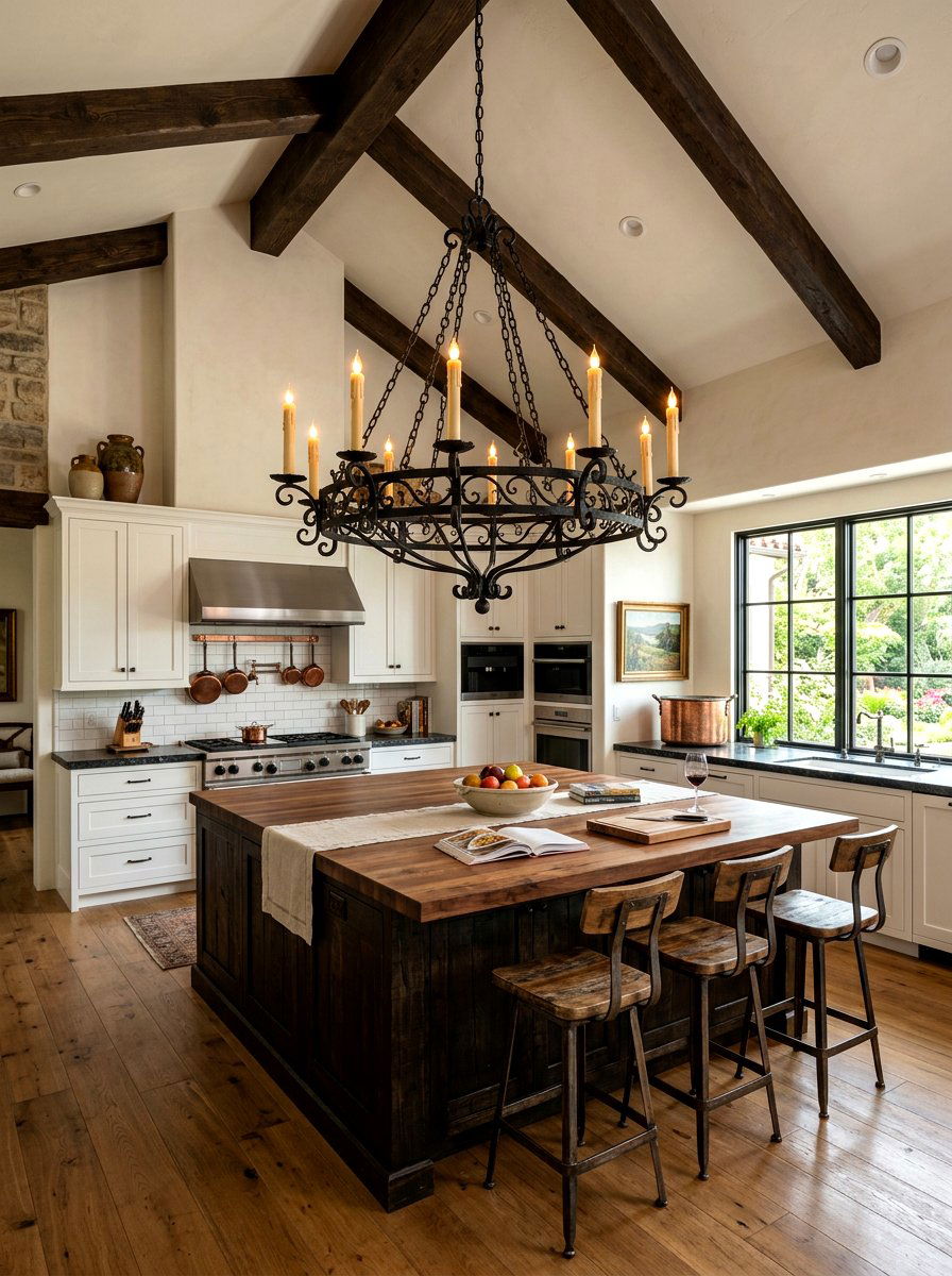 Candelabra kitchen chandelier lighting - 30 French country kitchen ideas