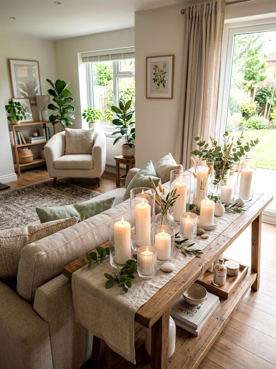Candle Arrangement - 30 behind sofa decor ideas