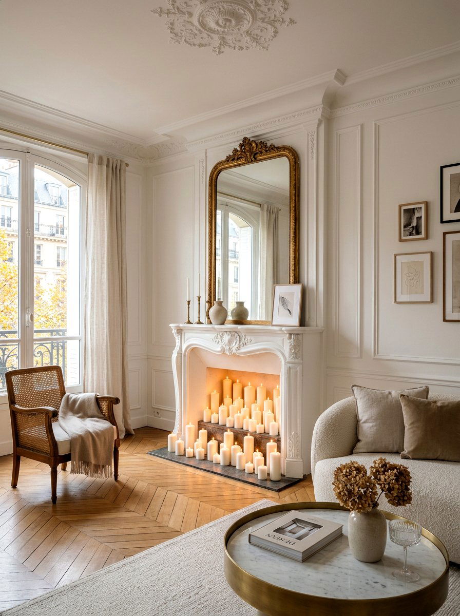 Candle Clusters In Faux Fireplace - 30 candle decor ideas