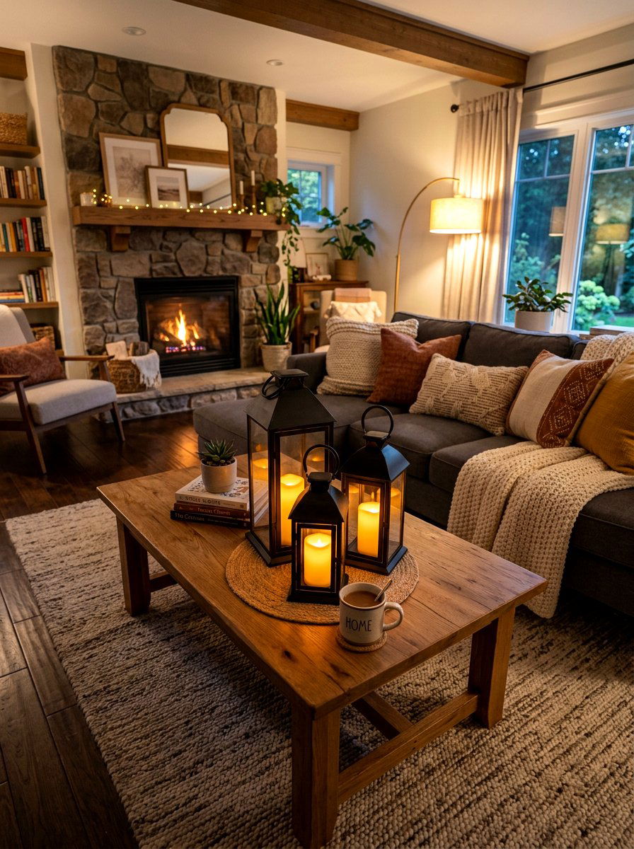 Candle Lantern Arrangement - 30 no overhead light apartment ideas