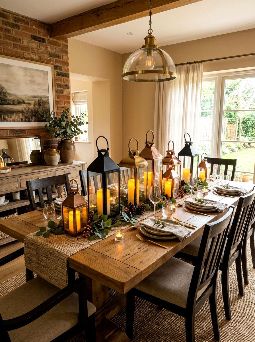 Candle Lantern Table Layout - 30 fall harvest table ideas