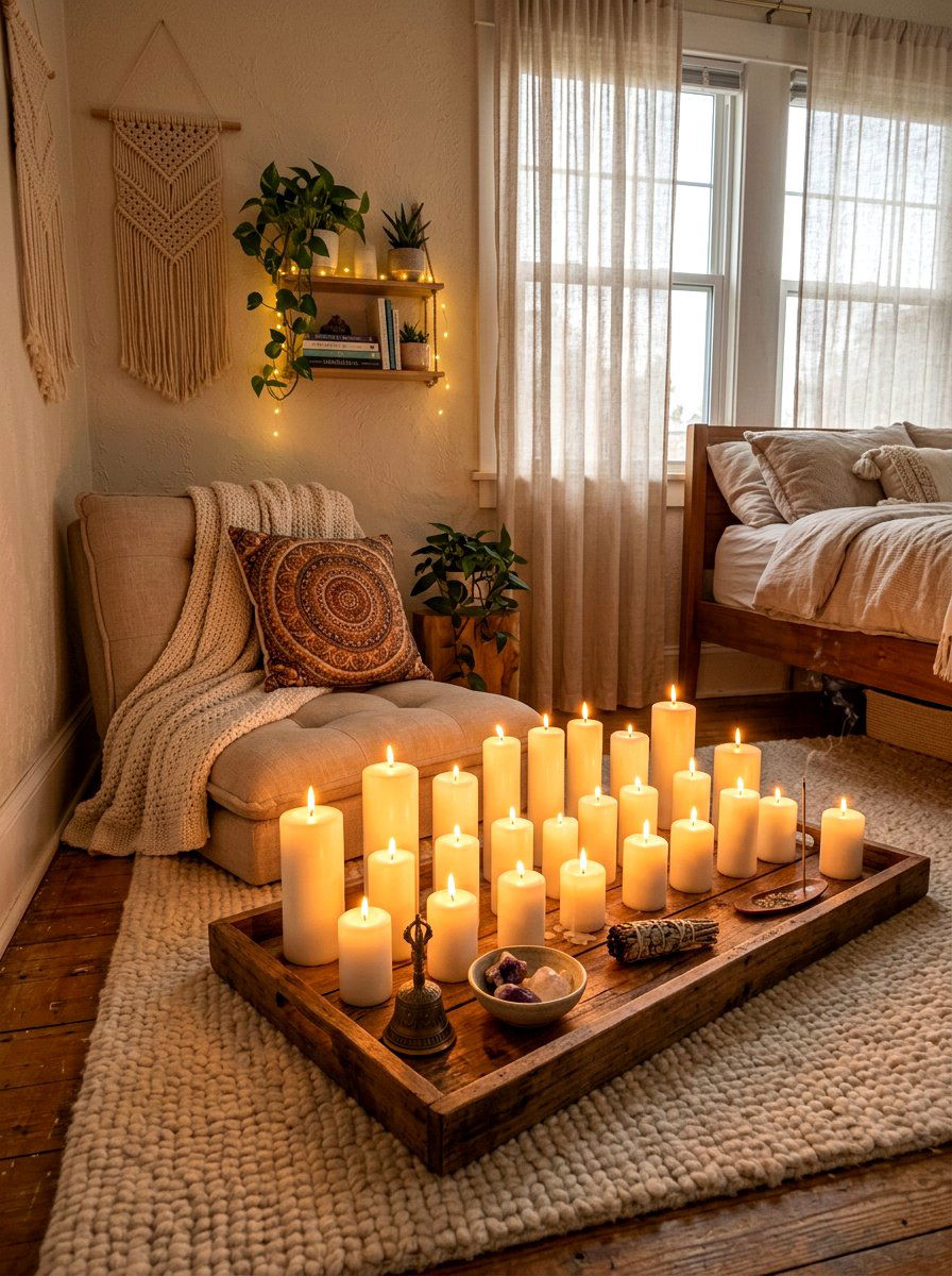 Candle lit meditation corner bedroom - 30 meditation corner bedroom ideas