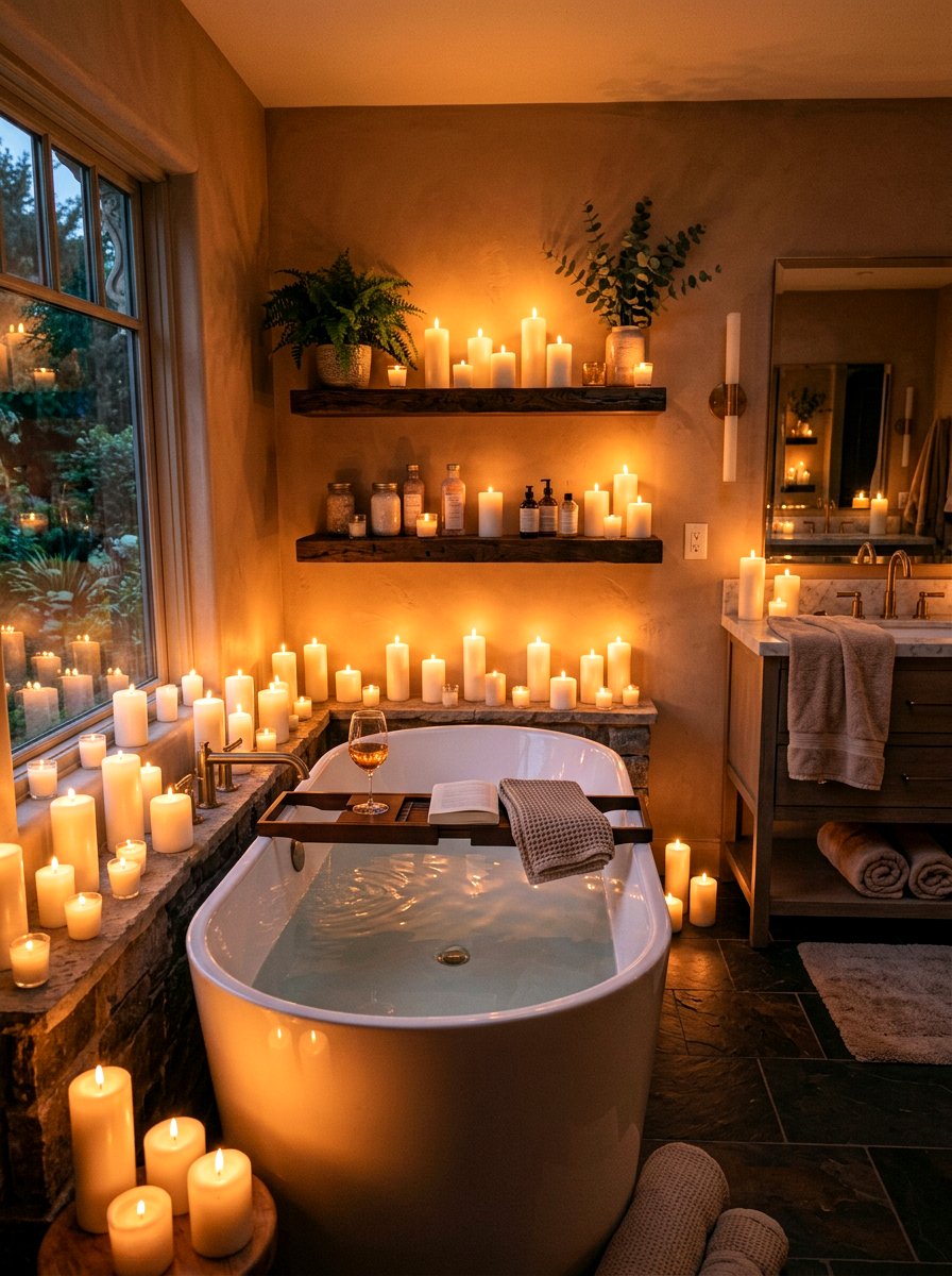 Candlelit Bathroom - 30 low light bathroom mood ideas