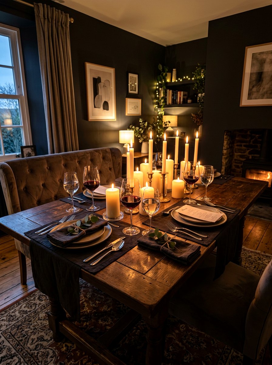 Candlelit Dining Area - 30 quiet romance home ideas