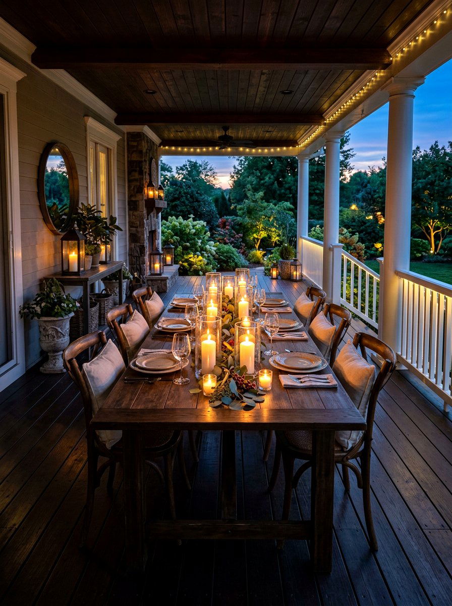 Candlelit Porch Dining Space - 30 Nancy Meyers outdoor dining ideas