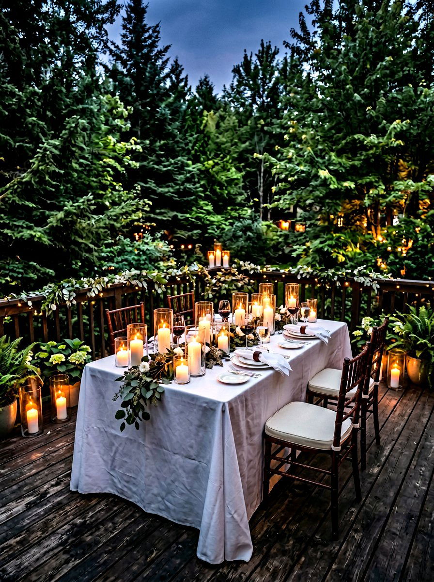 Candlelit Table Setting - 30 deck lighting ideas