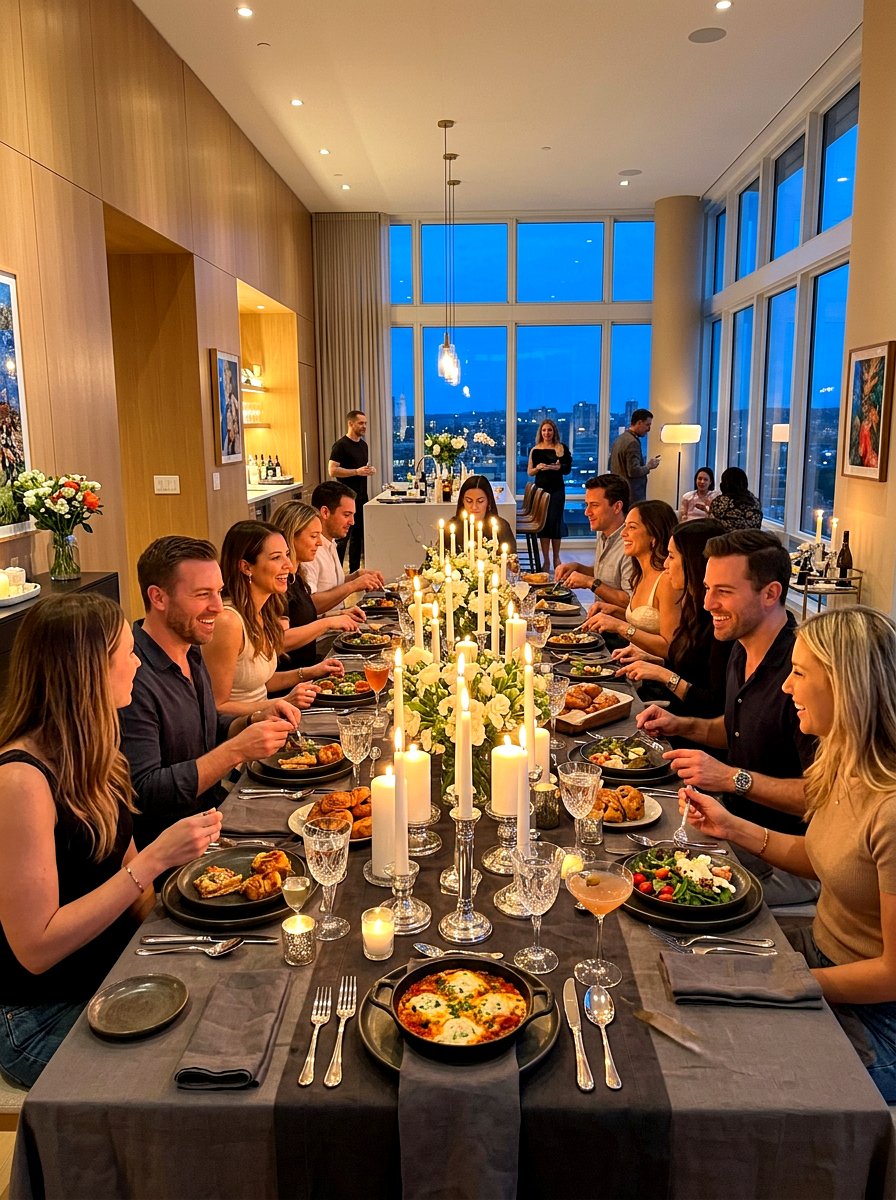 Candlelit evening brunch atmosphere - 30 Thanksgiving brunch table ideas