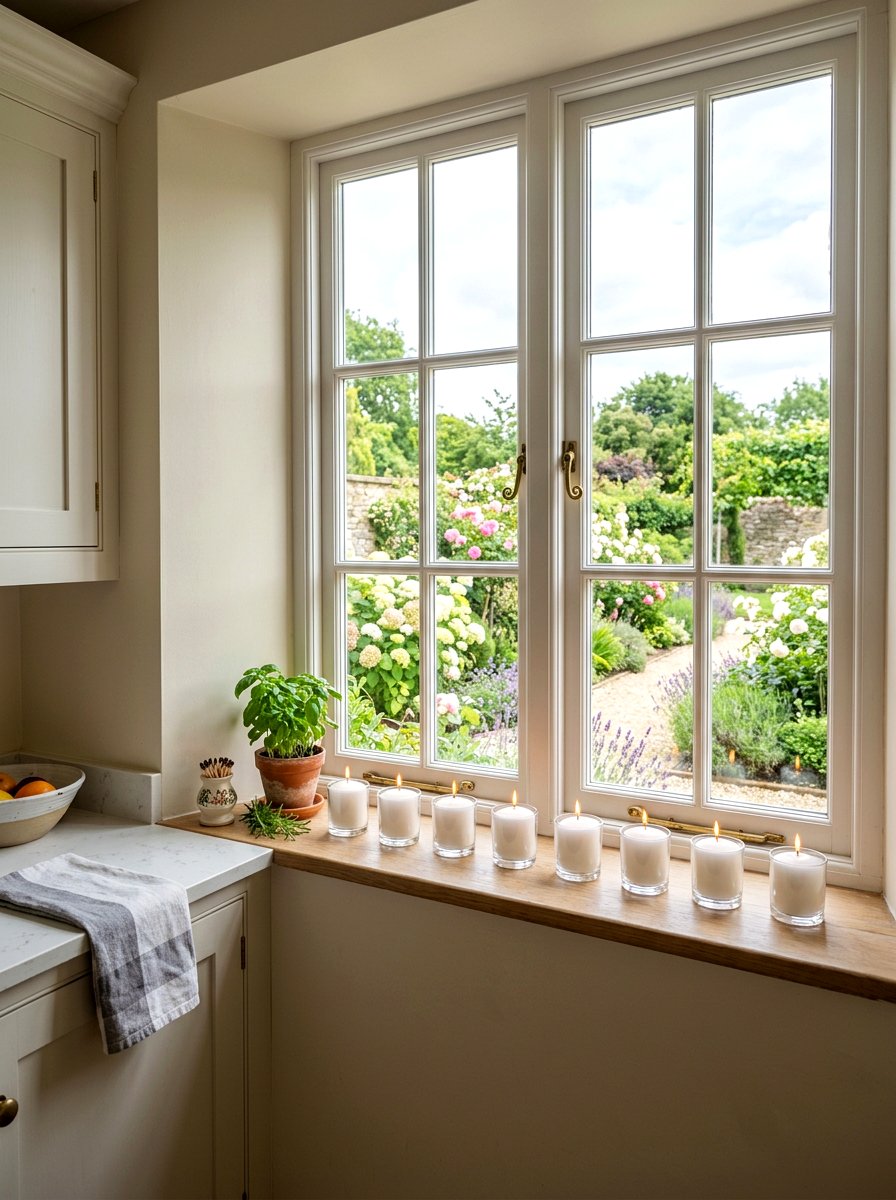 Candles On Window Sill Ledge - 30 candle decor ideas