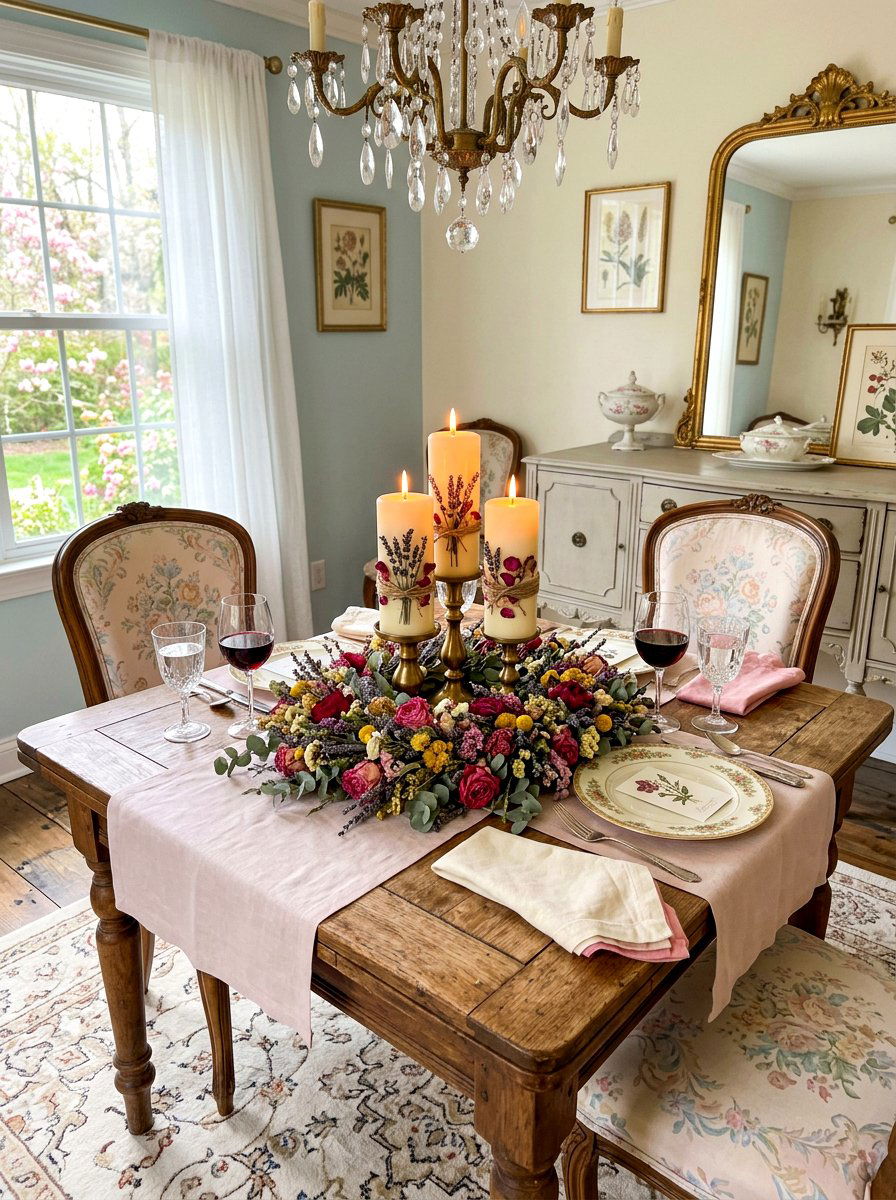 Candles With Dried Flowers - 30 candle centerpiece ideas