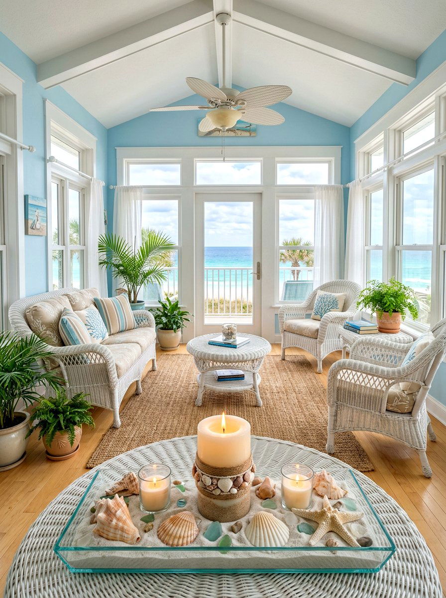 Candles With Seashells And Sand - 30 candle centerpiece ideas