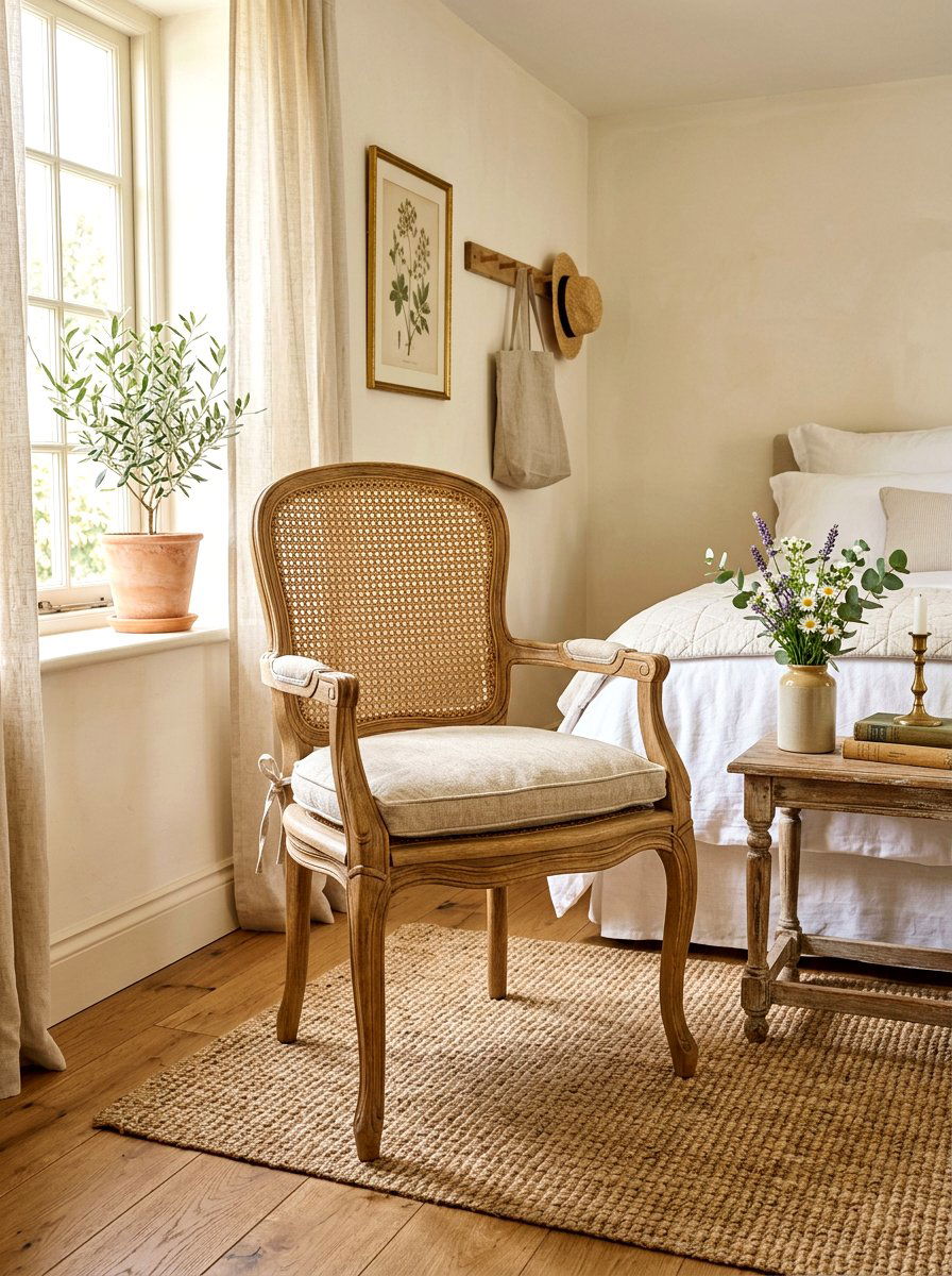 Cane Back Chair - 30 Parisian bedroom ideas