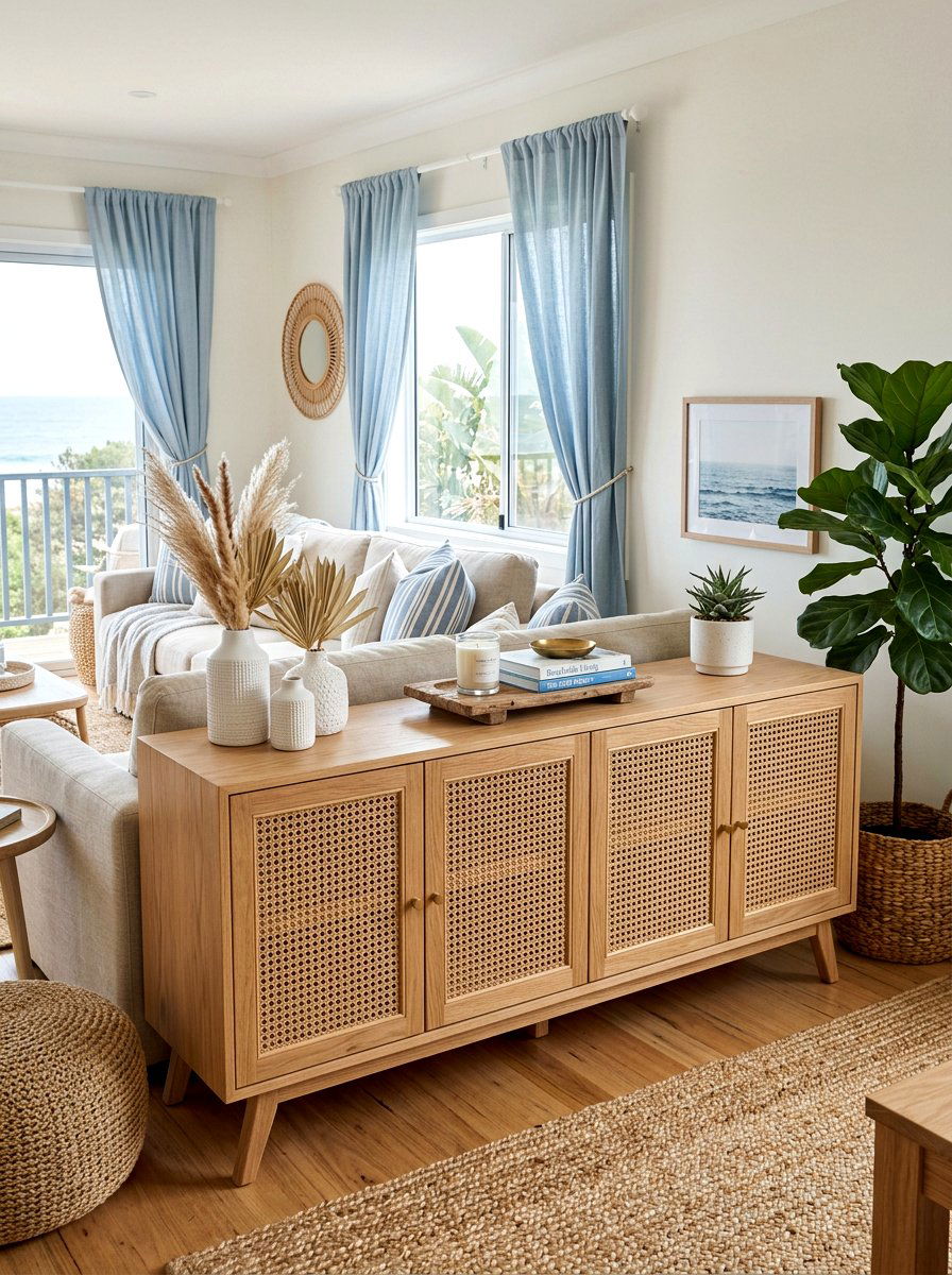 Cane Cabinet Media Console - 30 media console styling ideas