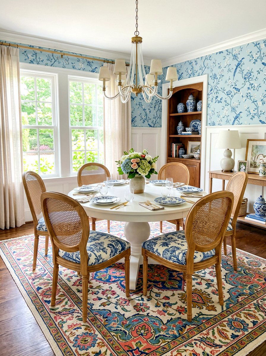 Cane Dining Chairs - 30 grandma chic decor ideas