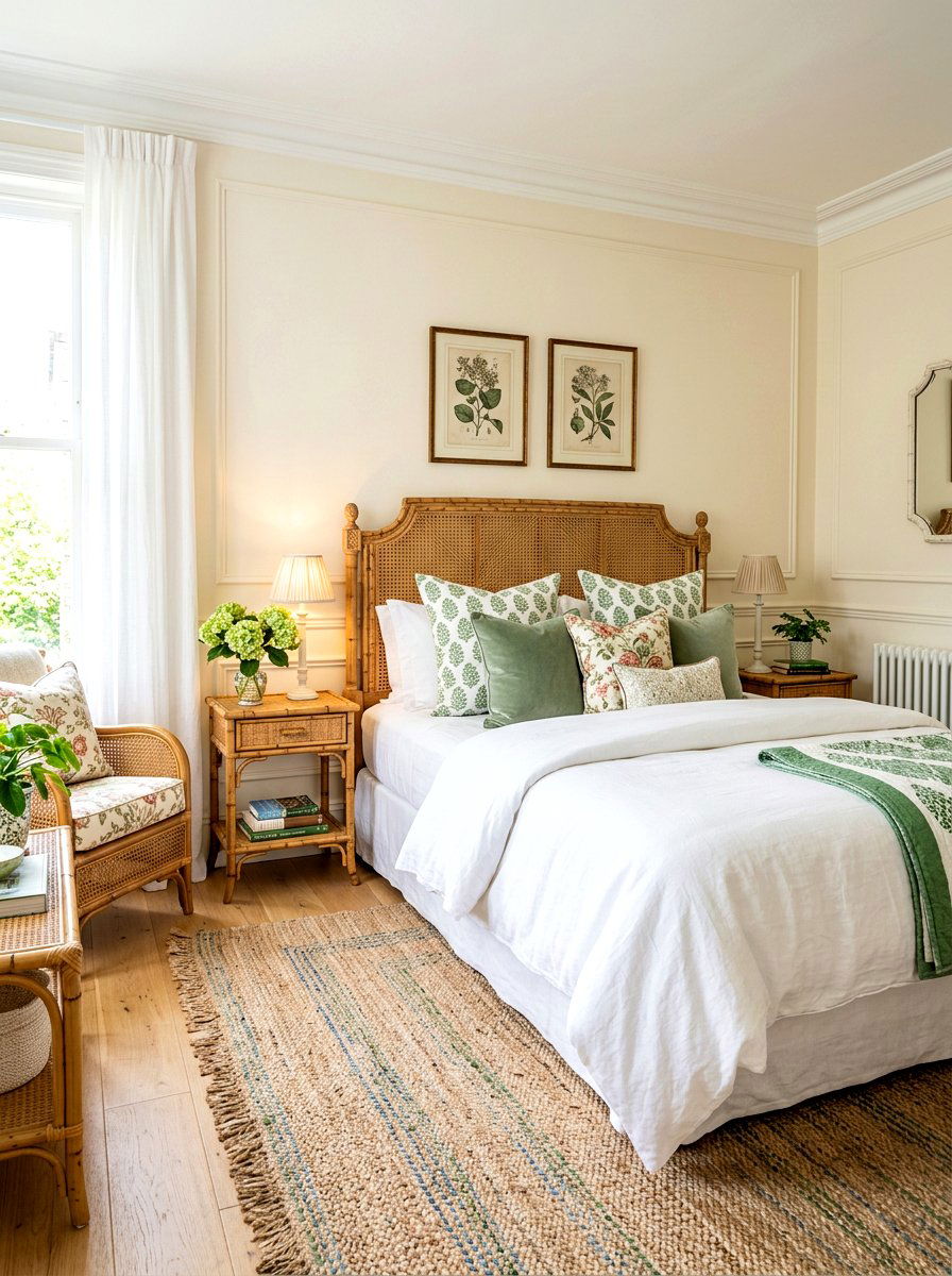 Cane Headboard Bedroom Style - 30 grandmillennial bedroom ideas