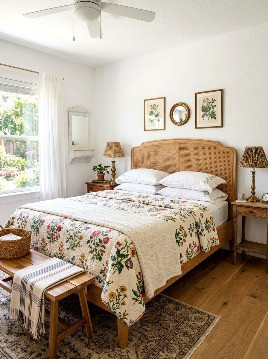 Cane Headboard - 30 grandmillennial decor ideas