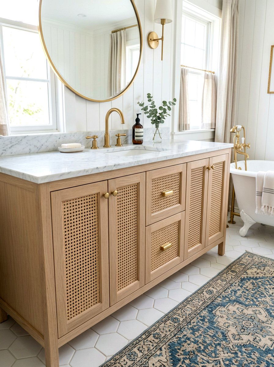 Cane Webbing Vanity - 30 granny chic bathroom ideas