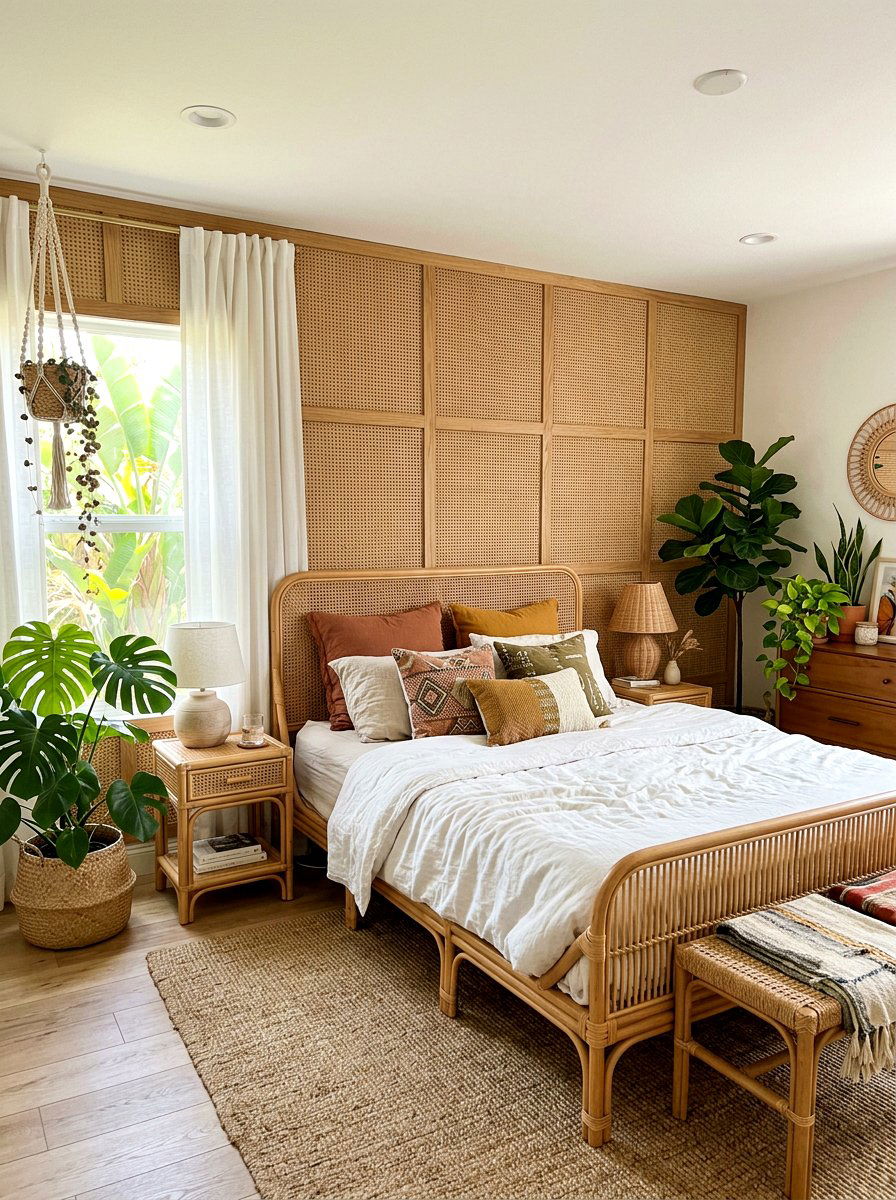 Cane Webbing Wall - 30 textured wall ideas