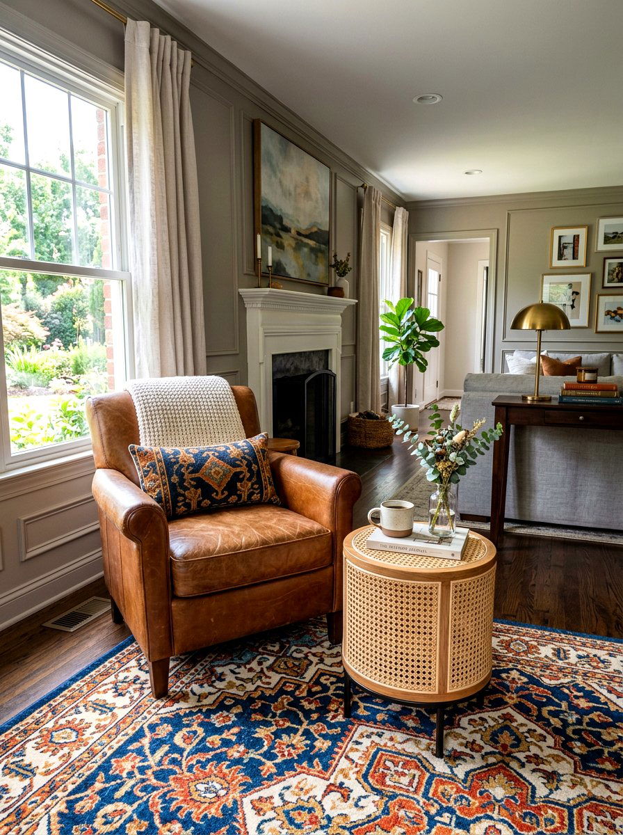 Cane accent stool - 30 cane furniture ideas