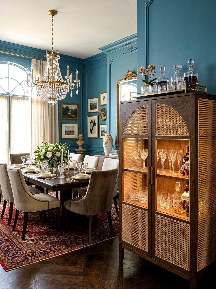Cane bar cabinet - 30 cane furniture ideas