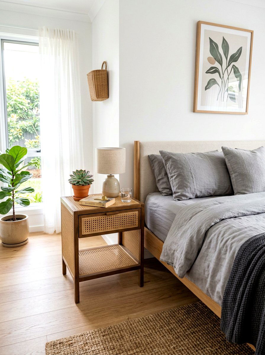 Cane bedside table - 30 cane furniture ideas
